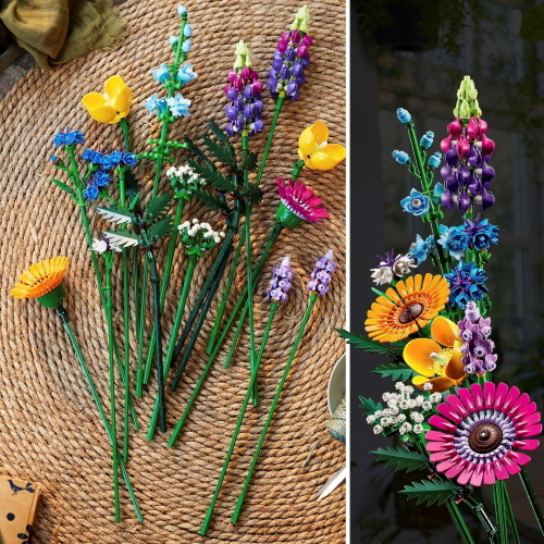 LEGO Icons 10313 Wildblumenstrauß, un set LEGO per adulti con bouquet di fiori di campo da esporre.