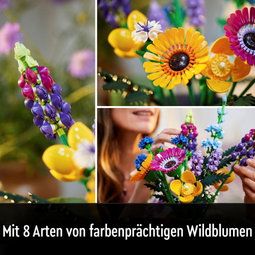 LEGO Icons 10313 Wildblumenstrauß, un set LEGO per adulti con bouquet di fiori di campo da esporre.