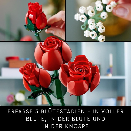 LEGO Icons 10328 Rosenstrauß è un set da costruzione per adulti con un bouquet di rose in mattoncini.