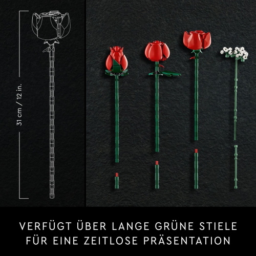 LEGO Icons 10328 Rosenstrauß è un set da costruzione per adulti con un bouquet di rose in mattoncini.