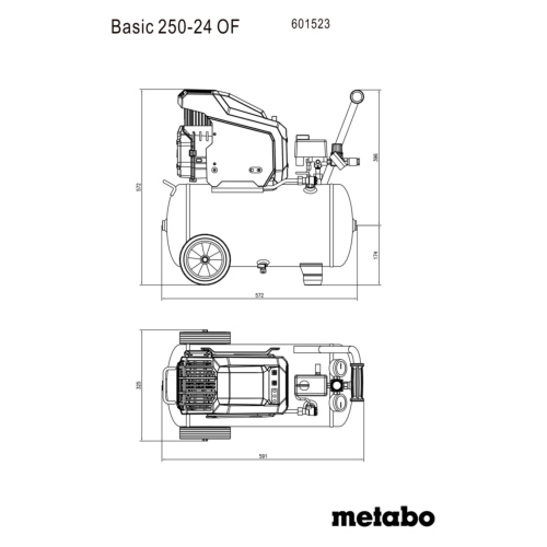 Metabo Basic 250-24 OF Kompressor, compressore d'aria della linea Basic, ideale per officina e fai-da-te.