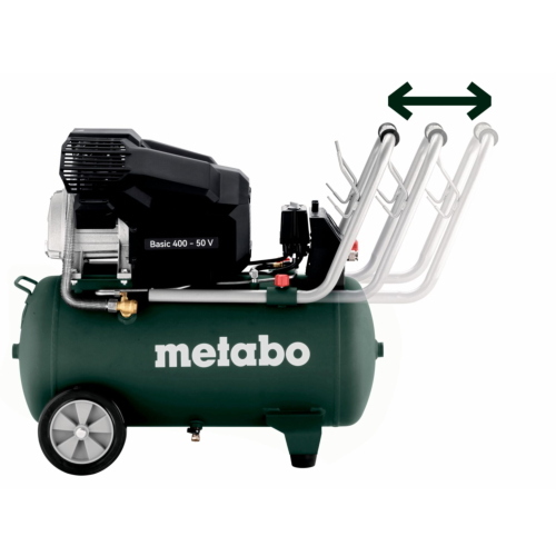 Il Metabo Basic 400-50 V Kompressor è un compressore d’aria con serbatoio da 50 litri e potenza di 400 watt per applicazioni di base.