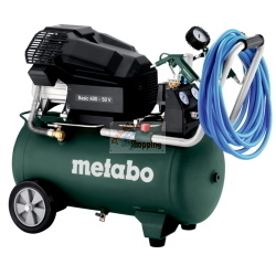 Il Metabo Basic 400-50 V Kompressor è un compressore d’aria con serbatoio da 50 litri e potenza di 400 watt per applicazioni di base.