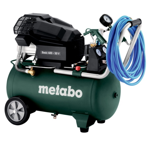 Il Metabo Basic 400-50 V Kompressor è un compressore d’aria con serbatoio da 50 litri e potenza di 400 watt per applicazioni di base.
