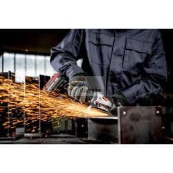 Metabo WVB 18 LT BL 11-125 Quick, flessibile a batteria professionale da 125 mm con motore brushless e cambio disco rapido senza attrezzi.