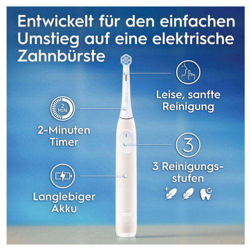 Oral-B iO Series 2 Calm Pink spazzolino elettrico ricaricabile con custodia da viaggio per una pulizia profonda e delicata.