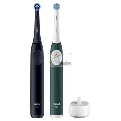 Oral-B iO Series 2 spazzolino elettrico con due manici, disponibile nei colori Night Black e Forest Green.