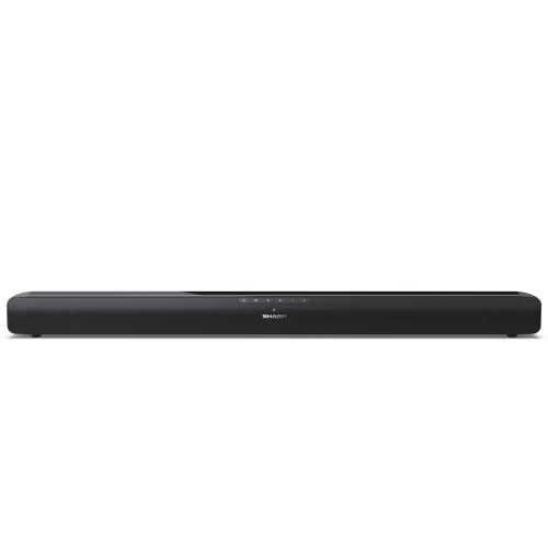 Sharp HT-SB100 soundbar nera per TV, ideale per migliorare l'audio domestico con design compatto e installazione semplice.