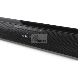 Sharp HT-SB100 soundbar nera per TV, ideale per migliorare l'audio domestico con design compatto e installazione semplice.