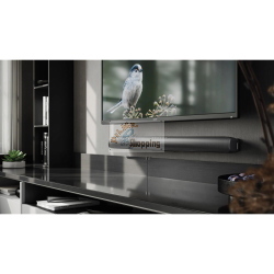 Sharp HT-SB100 soundbar nera per TV, ideale per migliorare l'audio domestico con design compatto e installazione semplice.