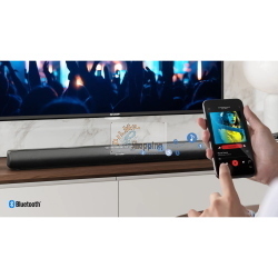 Sharp HT-SB100 soundbar nera per TV, ideale per migliorare l'audio domestico con design compatto e installazione semplice.