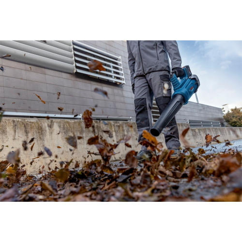 Bosch GBL 18V-750, soffiatore a batteria professionale senza fili per giardino, utensile solo compatibile con sistema Bosch 18V.