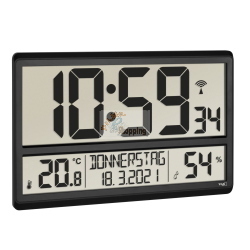 TFA 60.4520.01 orologio radiocontrollato con ricezione DCF77 e display del clima interno per temperatura e umidità.