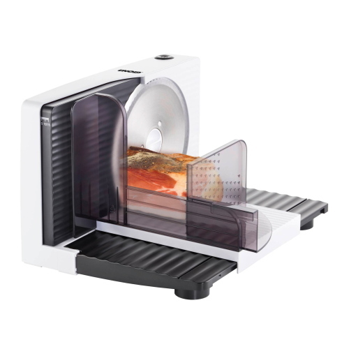 Unold 78860 Allesschneider Curve bianca, affettatrice elettrica per il taglio preciso di alimenti.