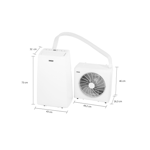 Unold 86340 è un condizionatore d'aria portatile mobile split per il raffrescamento domestico con designazione 12 K.