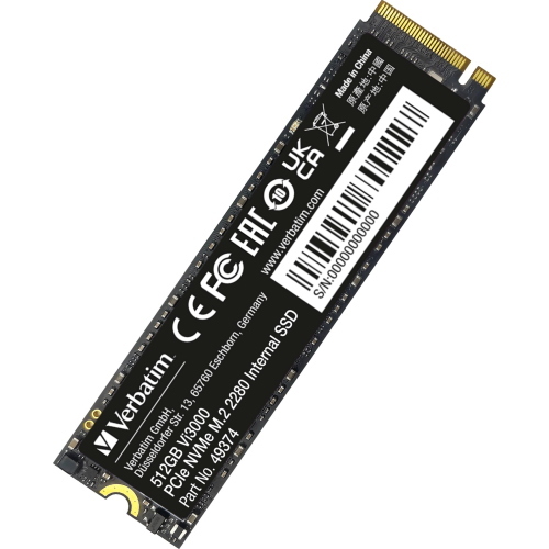 Il Verbatim Vi3000 M.2 SSD 512GB PCIe NVMe è un'unità a stato solido ad alta velocità per l'archiviazione e l'aggiornamento di PC desktop e portatili.