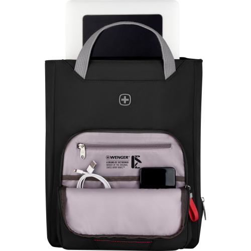 Wenger Motion Vertical Tote è una borsa tote verticale nera, pratica e dal design moderno per l'uso quotidiano.