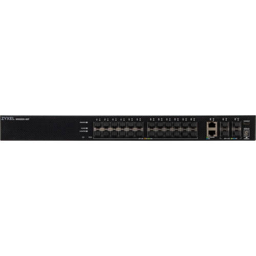 Zyxel XGS2220-30F-EU0101F, switch managed L3 con 28 porte, offre gestione flessibile della rete tramite NebulaFLEX Cloud.