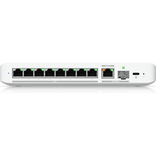 Ubiquiti UniFiSwitch Flex Desktop 2.5G Smart Switch, 8x RJ-45, 1x RJ-45/SFP+, PoE+ PD