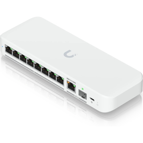 Ubiquiti UniFiSwitch Flex Desktop 2.5G Smart Switch, 8x RJ-45, 1x RJ-45/SFP+, PoE+ PD