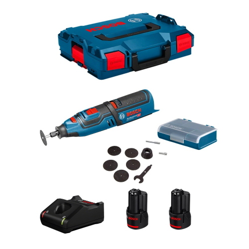 Utensile Multifunzione BOSCH GRO 12V-35 (2 x 2,0 Ah + GAL12V-40 + L-Boxx 102 + Accessori)