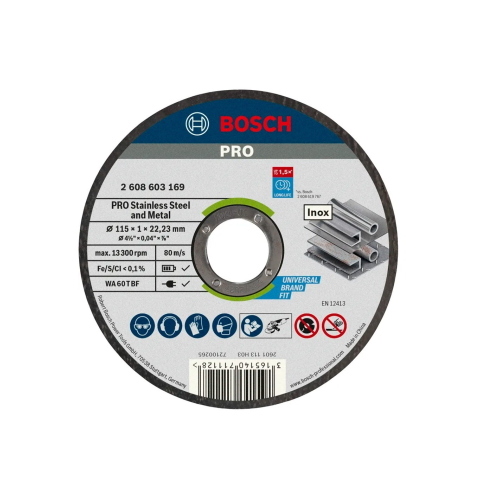 Cubo 100 dischi BOSCH Stainless Steel and Metal 115x1mm