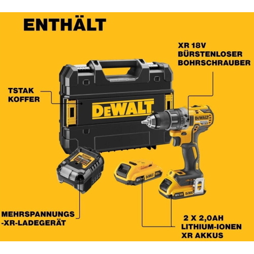 DeWalt DCD791D2-QW trapano avvitatore 18V 2x2Ah Li-Ion TSTAK