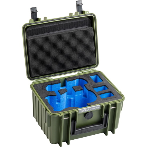 B&W drone.case PP.66 bronzo-verde, custodia protettiva su misura per DJI Mini 5, ideale per trasporto e protezione sicuri del drone.