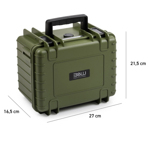 B&W drone.case PP.66 bronzo-verde, custodia protettiva su misura per DJI Mini 5, ideale per trasporto e protezione sicuri del drone.