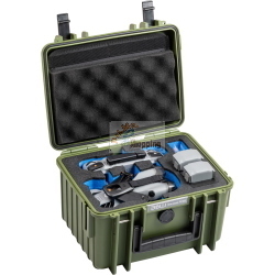 B&W drone.case PP.66 bronzo-verde, custodia protettiva su misura per DJI Mini 5, ideale per trasporto e protezione sicuri del drone.