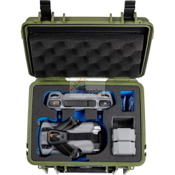 B&W drone.case PP.66 bronzo-verde, custodia protettiva su misura per DJI Mini 5, ideale per trasporto e protezione sicuri del drone.
