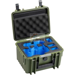 B&W drone.case PP.66 bronzo-verde, custodia protettiva su misura per DJI Mini 5, ideale per trasporto e protezione sicuri del drone.