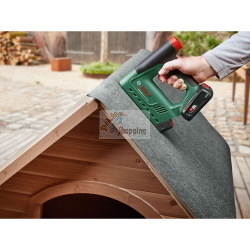 Bosch UniversalTacker 18V-Tacker è una pinzatrice a batteria a batteria del sistema Bosch 18V per fissaggi rapidi.