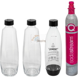 SodaStream Duo Titan Promo-Pack con 2 caraffe vetro 1L lavabili in lavastoviglie e bottiglia Fuse 1L per acqua frizzante.