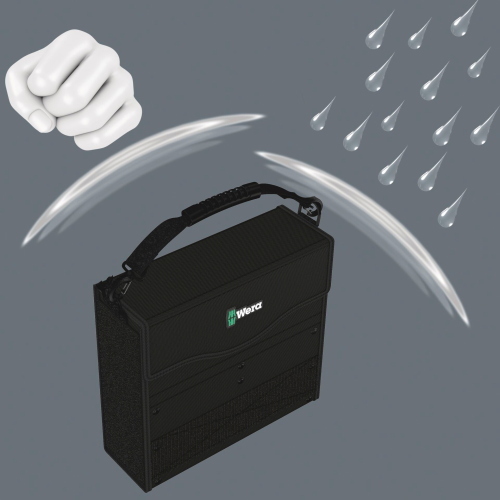 Wera 2go 2 XL Werkzeug-Container, un robusto contenitore per utensili tedesco con capacità XL per organizzare e trasportare i tuoi attrezzi.