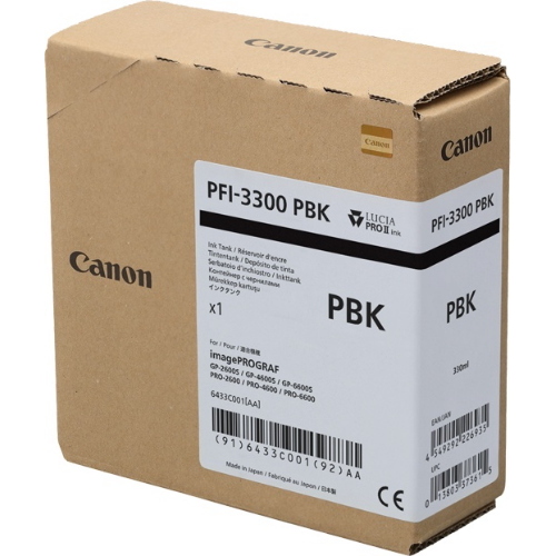 Canon PFI-3300pbk Nero (Foto) Cartuccia d'inchiostro ORIGINALE (6433C001) 330ml 330 ml