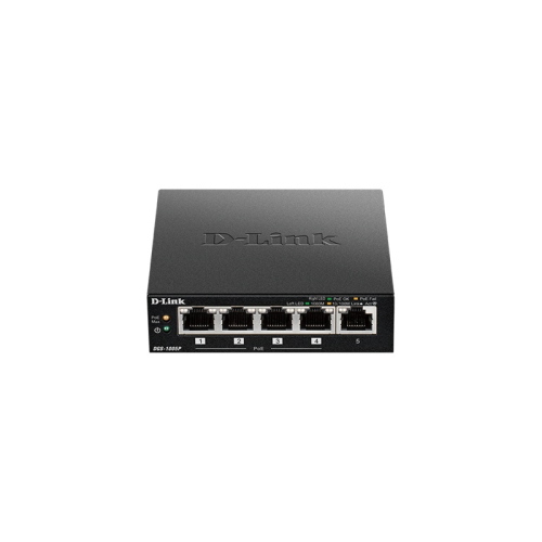 D-Link Switch Gigabit PoE+ da tavolo a 5 porte nero (DGS-1005P/E) 260 g 28 mm