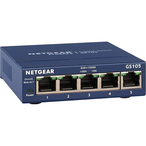 NETGEAR Switch desktop Gigabit a 5 porte Blu (GS105GE) 261 g 27 mm