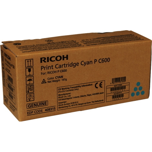 Ricoh P C600C ciano toner ORIGINALE (408315) 12.000 pagine 12000 Pagine