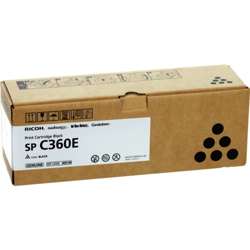Ricoh SP C360EBK nero toner ORIGINALE (408188) 500 pagine 2500 Pagine