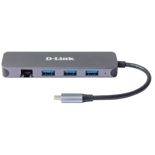 D-Link DUB-2334 Hub USB-C 5 in 1 Gigabit Ethernet alimentazione Grigio