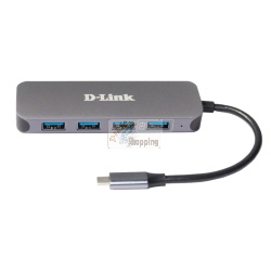 D-Link DUB-2340 Hub USB-C 4 porte USB 3.0 ricarica Grigio