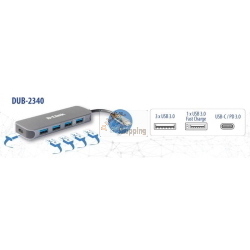 D-Link DUB-2340 Hub USB-C 4 porte USB 3.0 ricarica Grigio