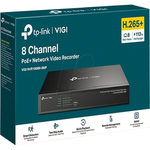 TP-Link Videoregistratore di rete VIGI NVR1008H-8MP nero (VIGI