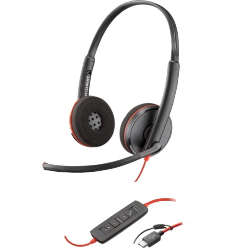 Poly Blackwire 3220 cuffie stereo USB-C nere con adattatore USB-C/A 8X2J9A6