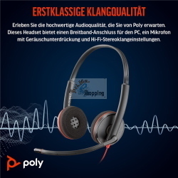 Poly Blackwire 3220 cuffie stereo USB-C nere con adattatore USB-C/A 8X2J9A6