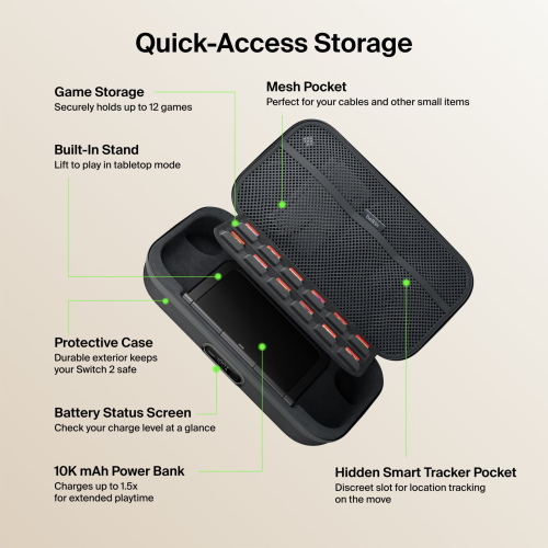 Belkin CHARGING CASEPRO 10000MAH NINT.SWITCH2 CHARCOAL ENA003HQCH accessorio gaming