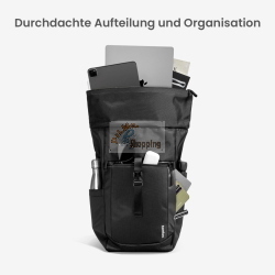 tomtoc NAVIGATOR-T61 25L-30L ROLLTOP BACKPACK BLACK T61L1D1 borsa/custodia nero