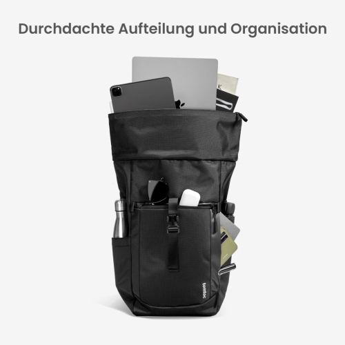 tomtoc NAVIGATOR-T61 25L-30L ROLLTOP BACKPACK BLACK T61L1D1 borsa/custodia nero