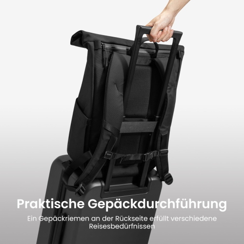 tomtoc NAVIGATOR-T61 25L-30L ROLLTOP BACKPACK BLACK T61L1D1 borsa/custodia nero